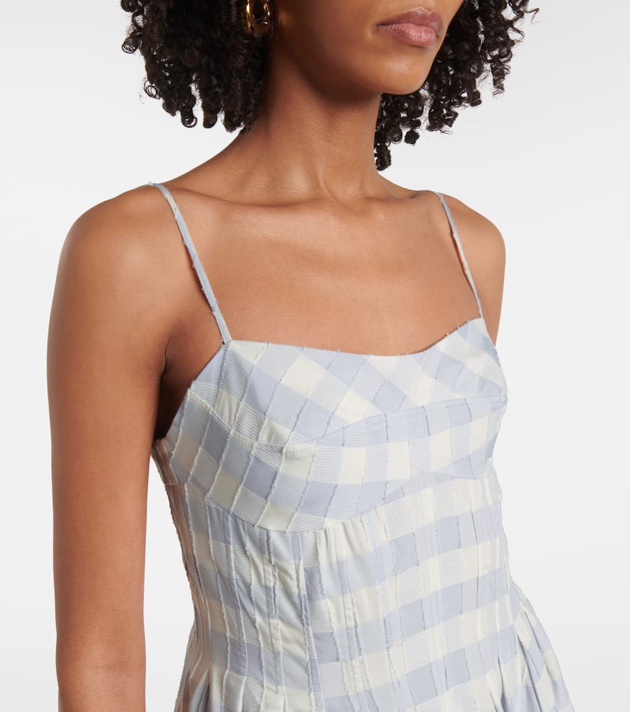 Simkhai Kittiya Check A-line Midi Dress In White