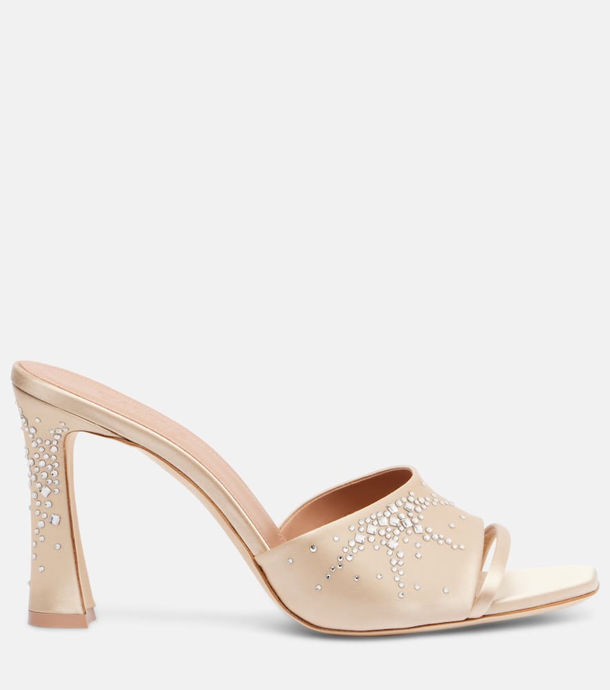 Malone Souliers Satin Crystal-embellished Roxanne Heeled Sandals 90 In Gold