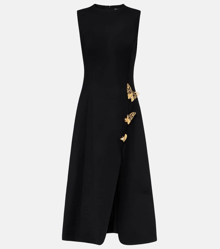 Embellished wool-blend cocktail dress
