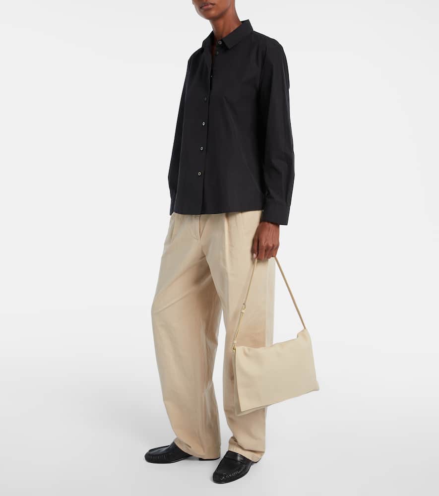 The Row Nan Leather Shoulder Bag In Sand