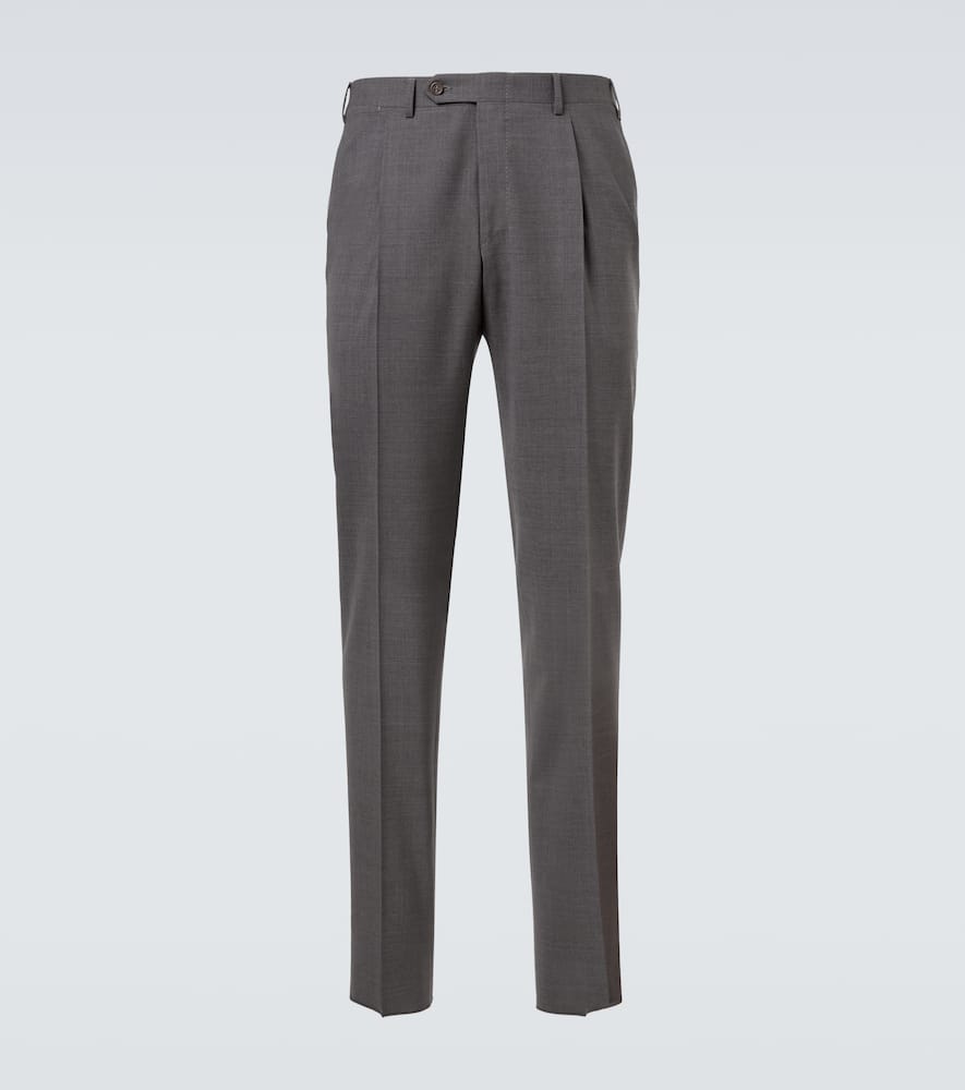 Wool-blend slim pants