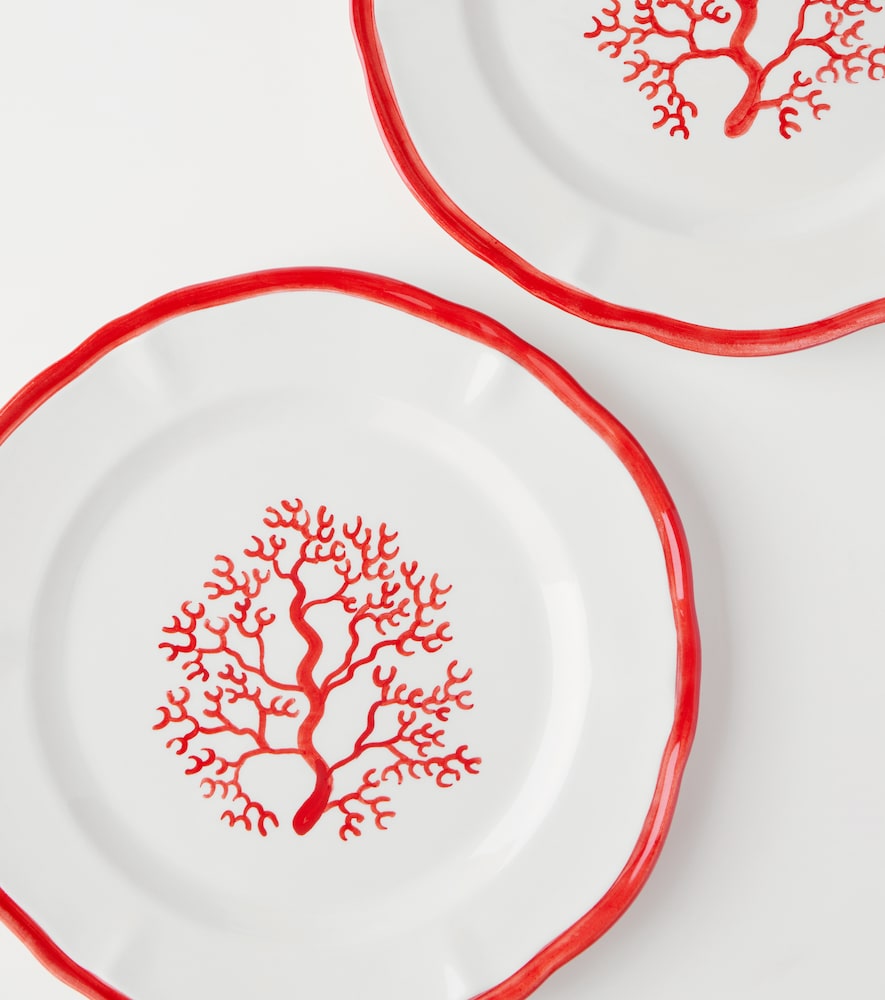  Les-ottomans Les-ottomans Coral Set Of 4 Ceramic Dinner Plates 
