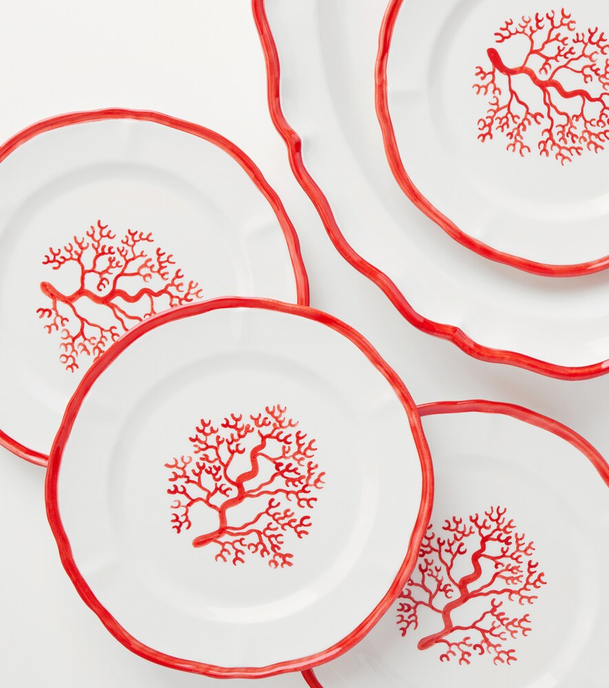  Les-ottomans Les-ottomans Coral Set Of 4 Ceramic Dinner Plates 