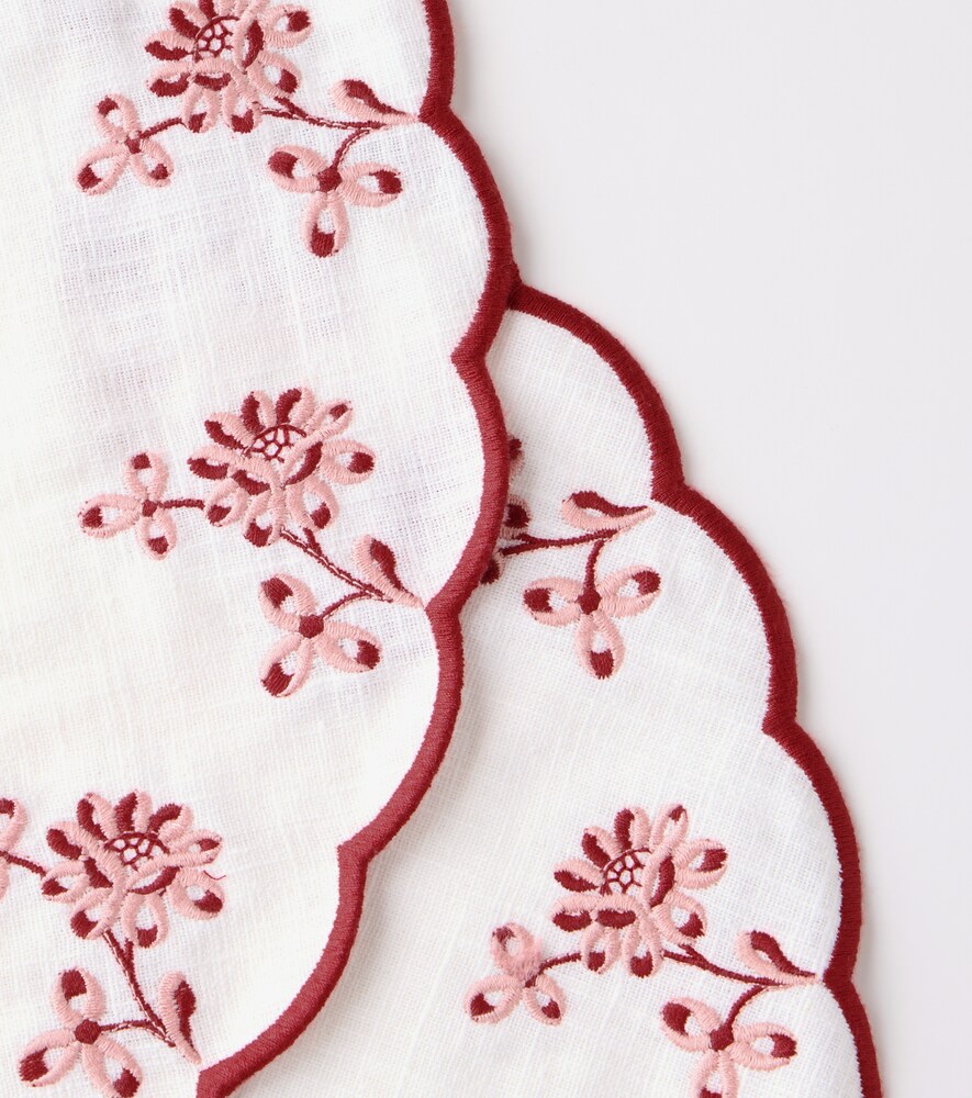  Cabana Cabana Botanica Set Of 2 Embroidered Linen Placemats 