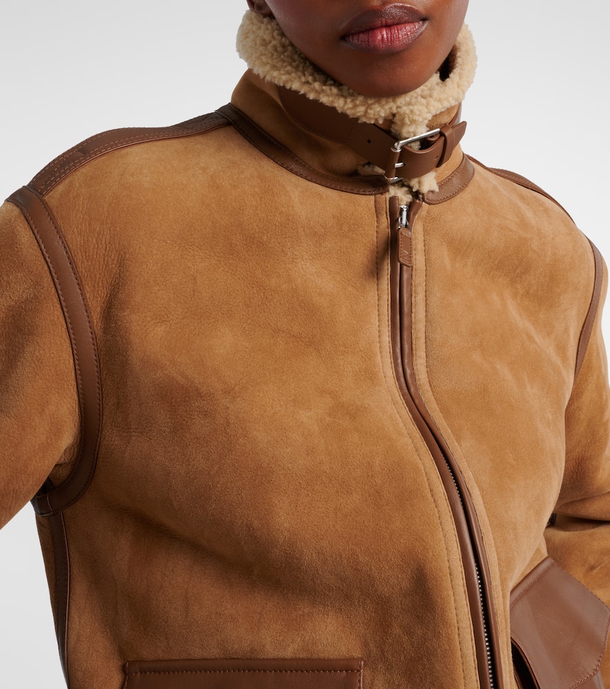 Ralph Lauren Morrison Shearling-trimmed Suede Jacket In Brown