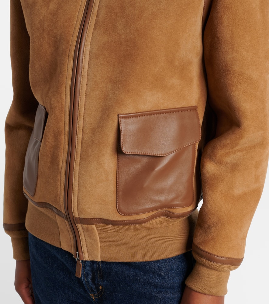 Ralph Lauren Morrison Shearling-trimmed Suede Jacket In Brown