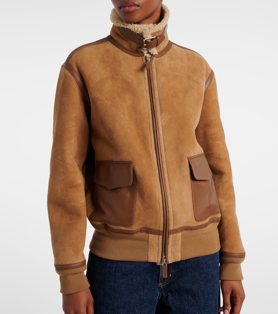 Ralph Lauren Morrison Shearling-trimmed Suede Jacket In Brown