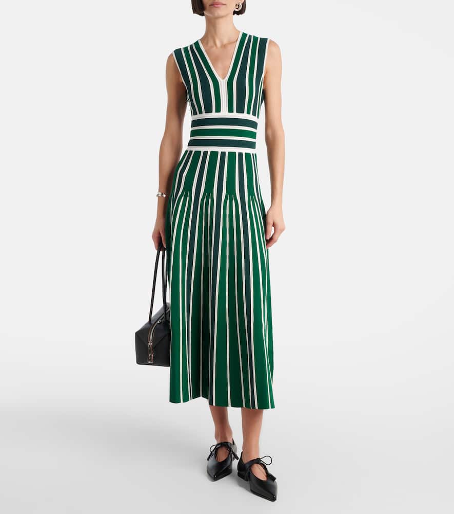 Max Mara Tallone Stripe Sleeveless Maxi Sweater Dress In Green