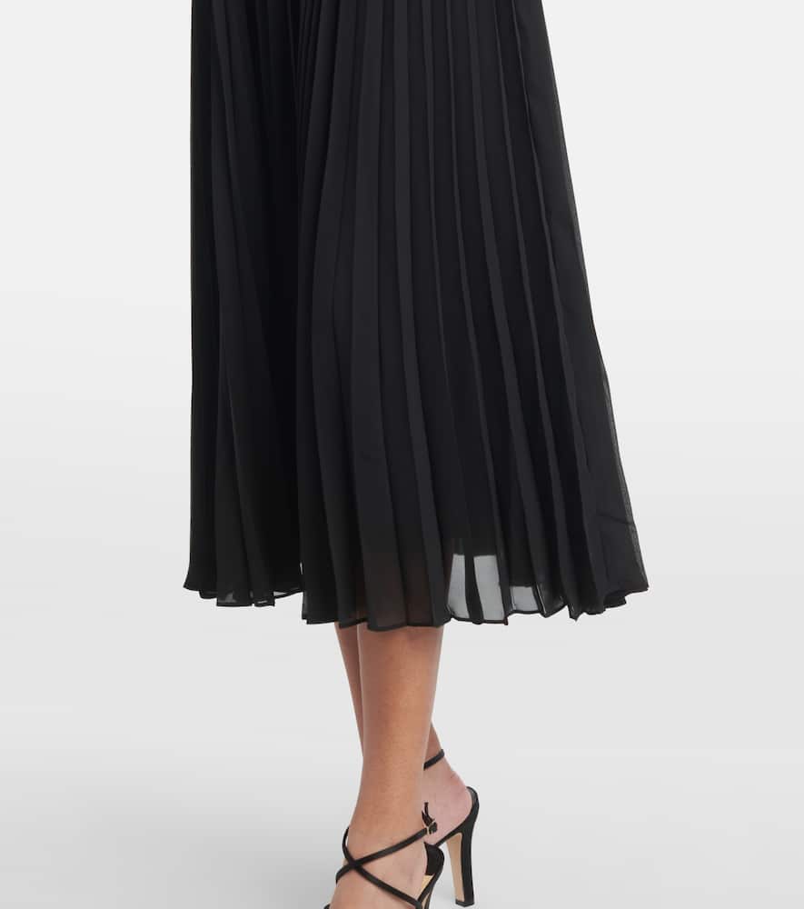 Rebecca Vallance Womens Black And White Emma Pleated Stretch-woven Midi Dress In Black