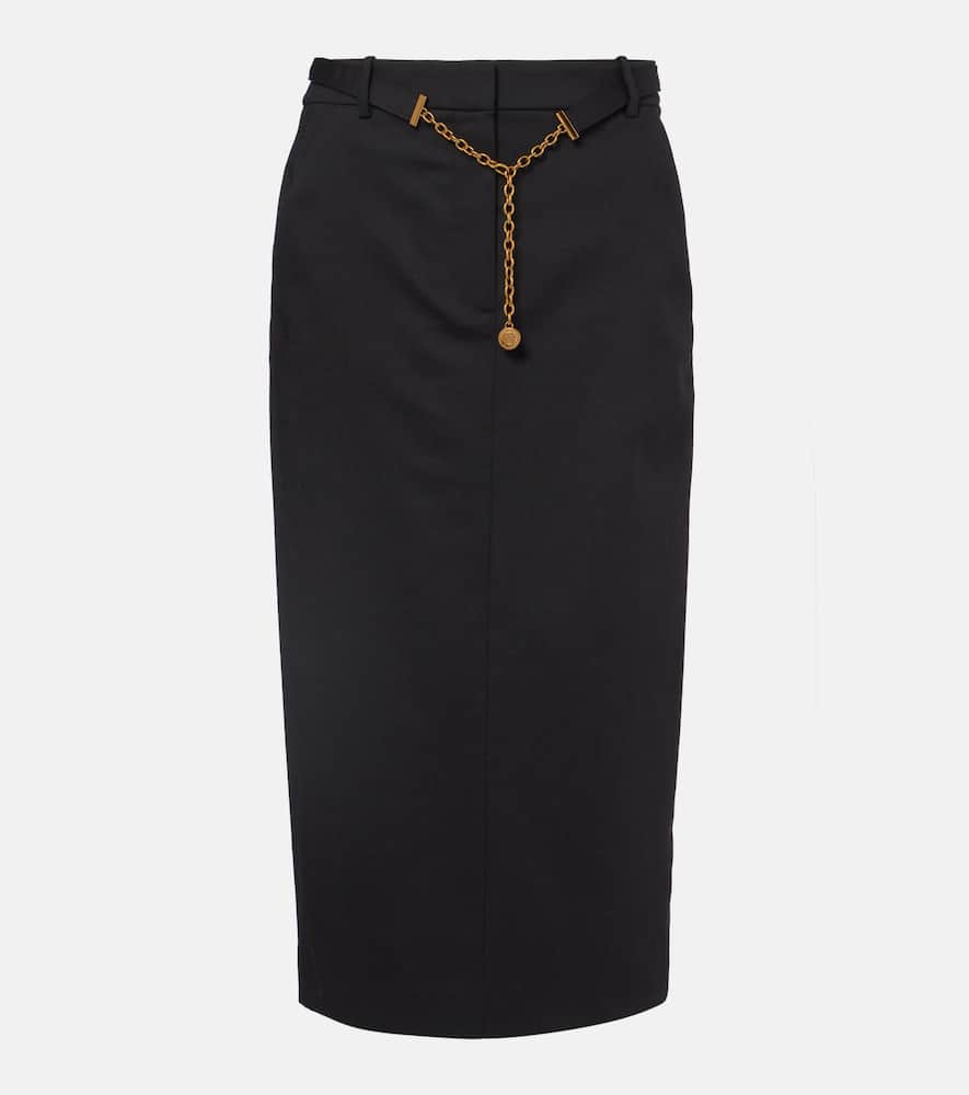 Veronica Beard Belted Wool Pencil Skirt In Black