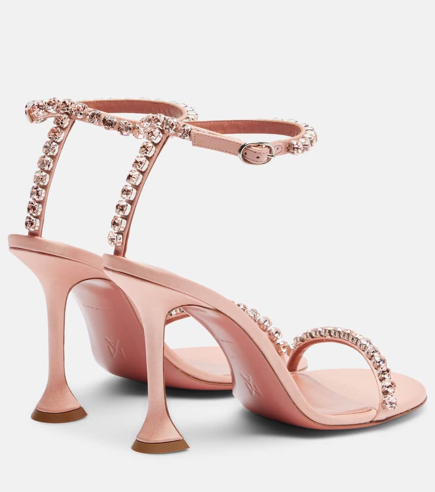 Amina Muaddi Gigi 95 Crystal-embellished Satin Sandals In Pink