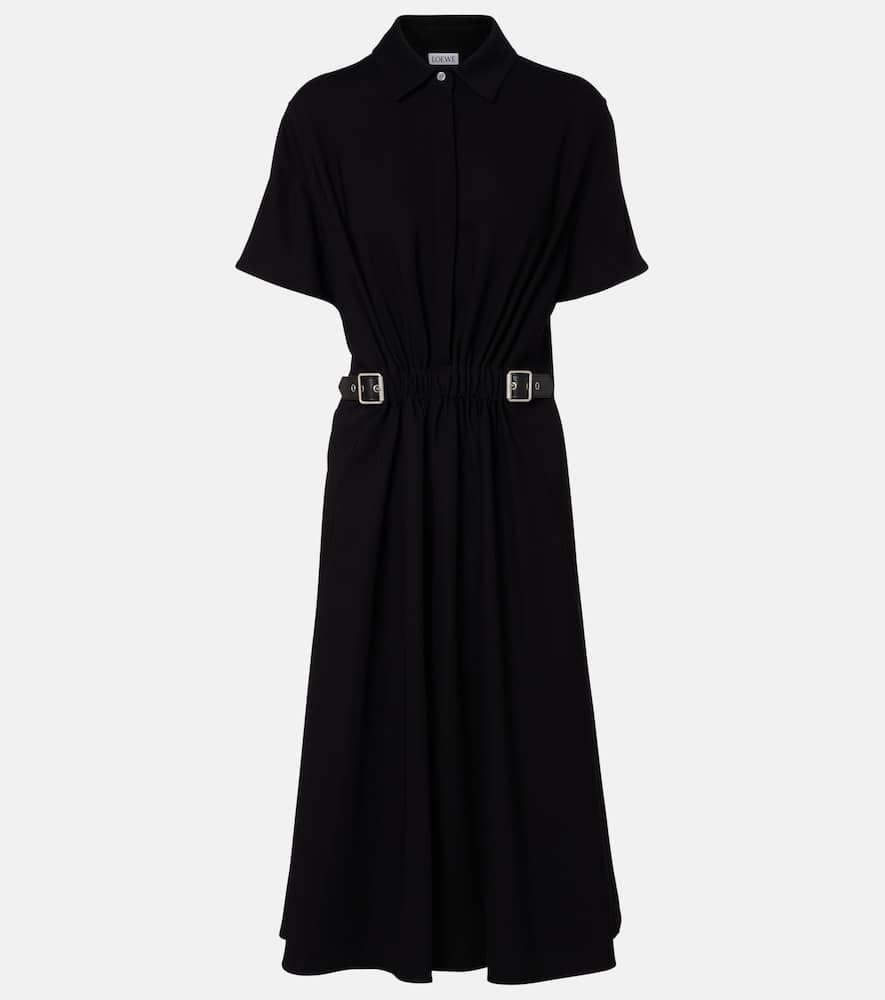 Loewe Belted Midi Dress In Black