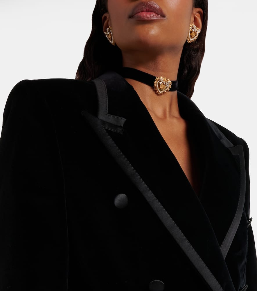 Dolce & Gabbana Cotton-blend Velvet Tuxedo Jacket In Black
