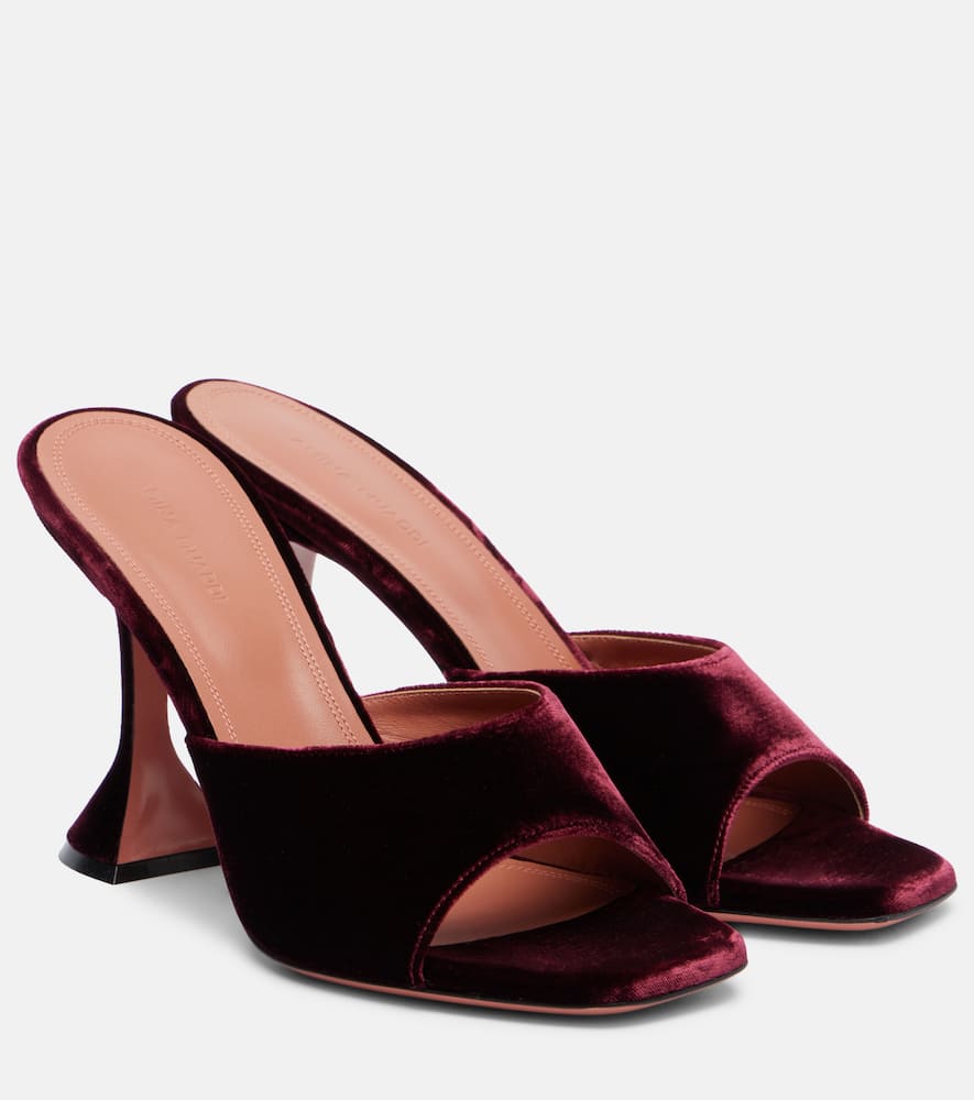 Amina Muaddi Lupita 95 Velvet Mules In Burgundy