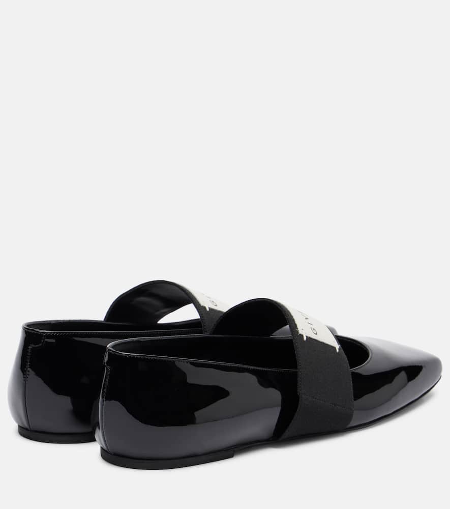 Givenchy Sliced Square Ballerinas In Patent Leather In Black