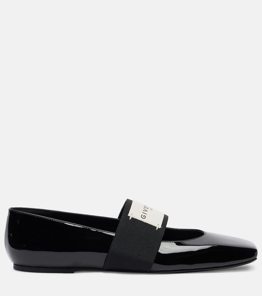 Givenchy Sliced Square Ballerinas In Patent Leather In Black