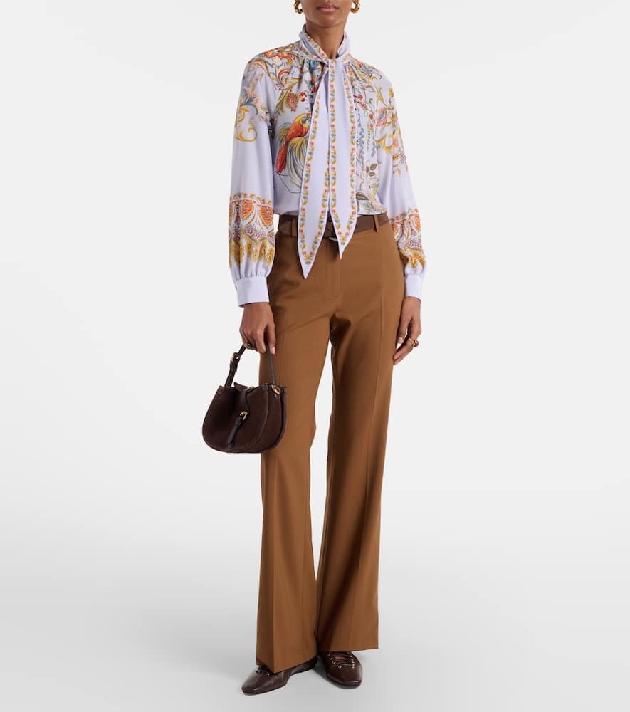 Etro Semi-sheer Jacquard Blouse In Blue