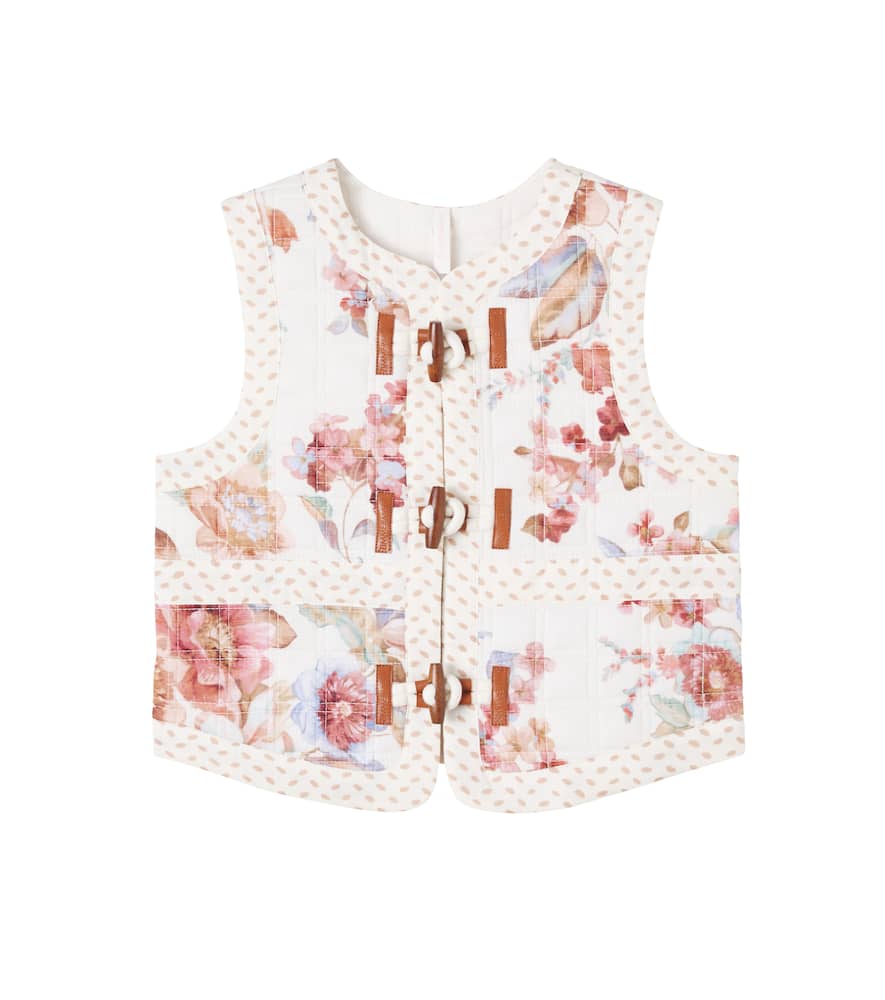 Zimmermann Awaken Floral Quilted Cotton Vest In Multi