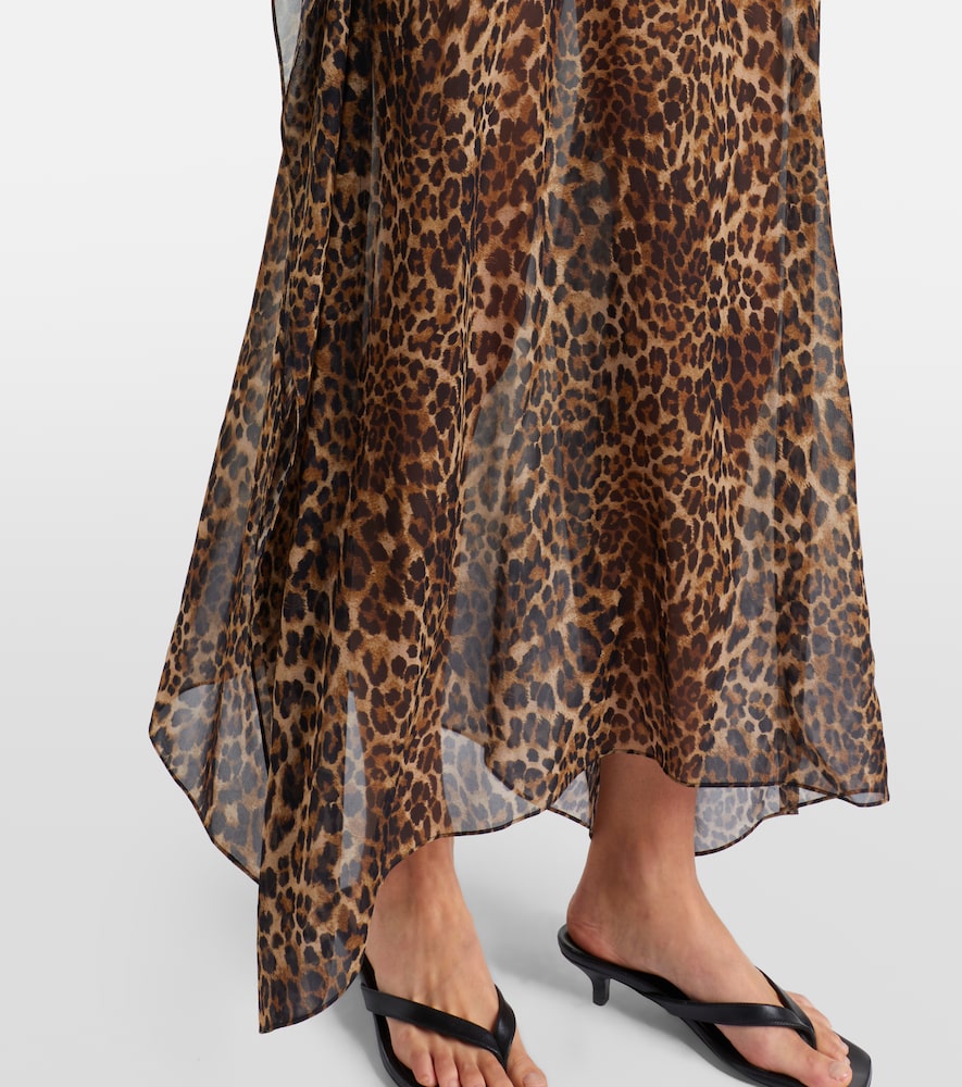  Nili Lotan Nili Lotan Erica Leopard-print Semi-sheer Silk Kaftan 