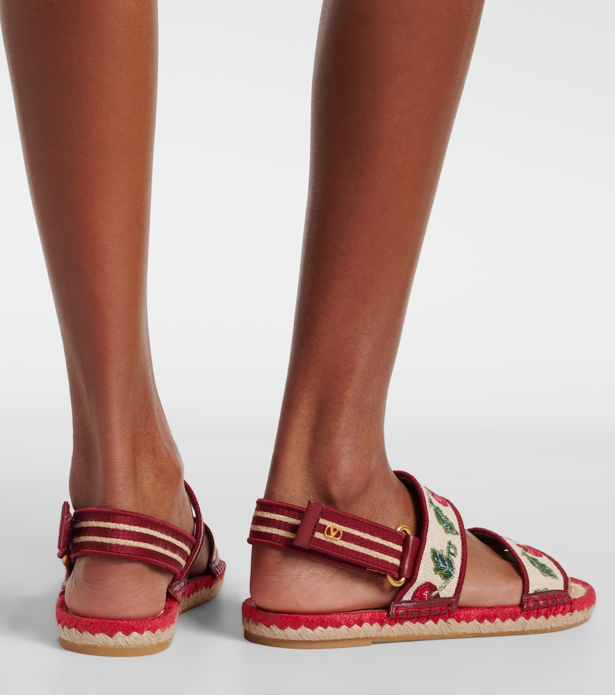 Garavani Leather-Trimmed Espadrille Sandals