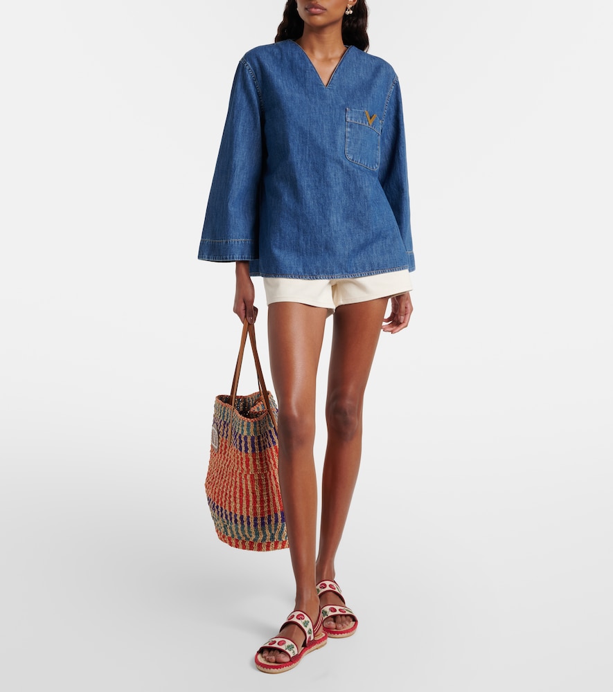 Garavani Leather-Trimmed Espadrille Sandals