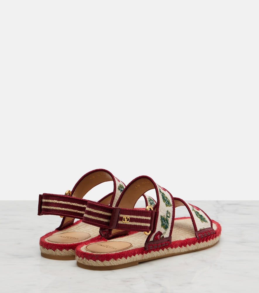 Garavani Leather-Trimmed Espadrille Sandals