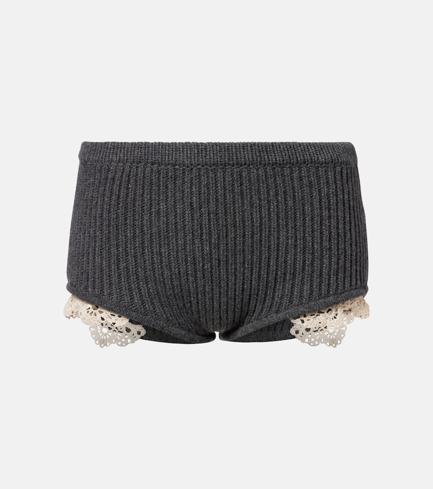Magda Butrym Crochet-trimmed cashmere shorts