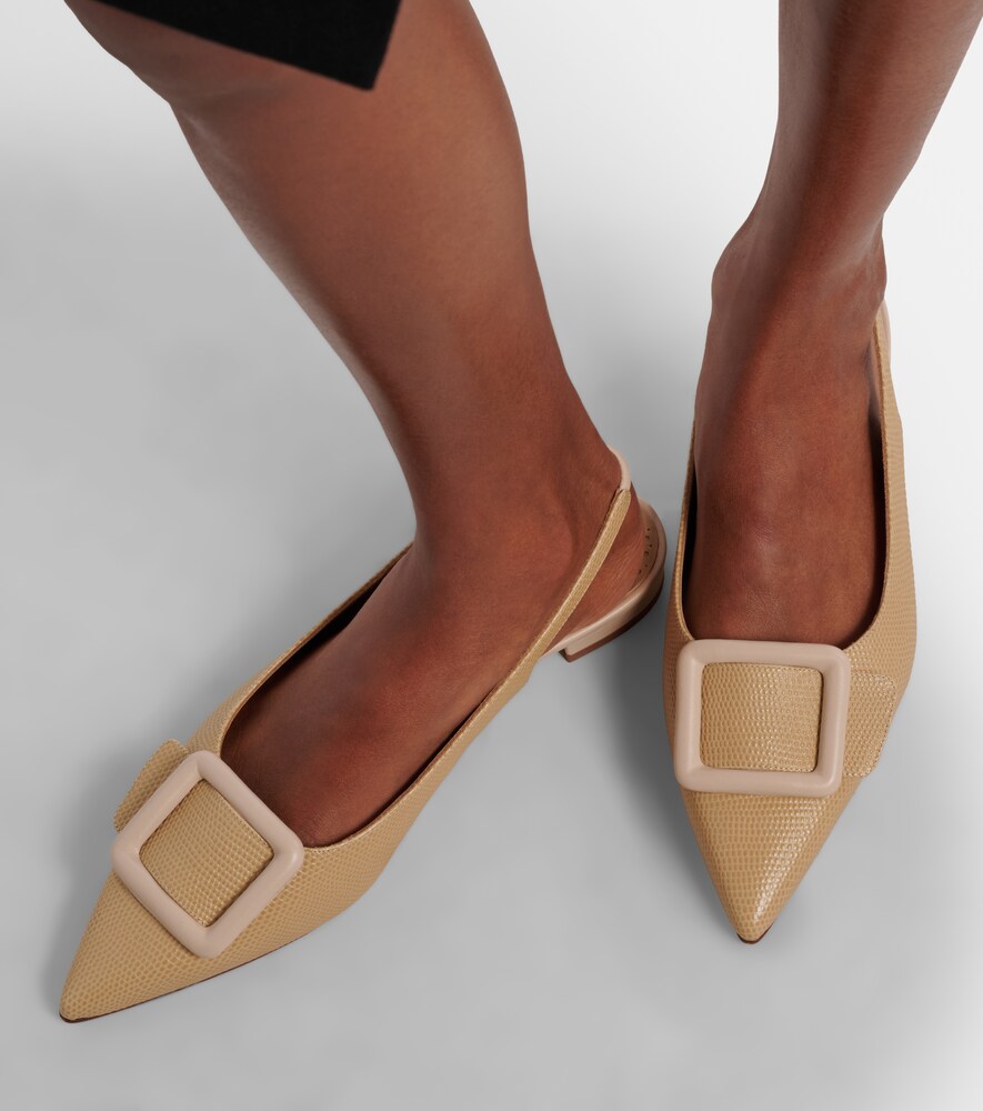 Manolo Blahnik Maylura croc-effect leather slingback flats