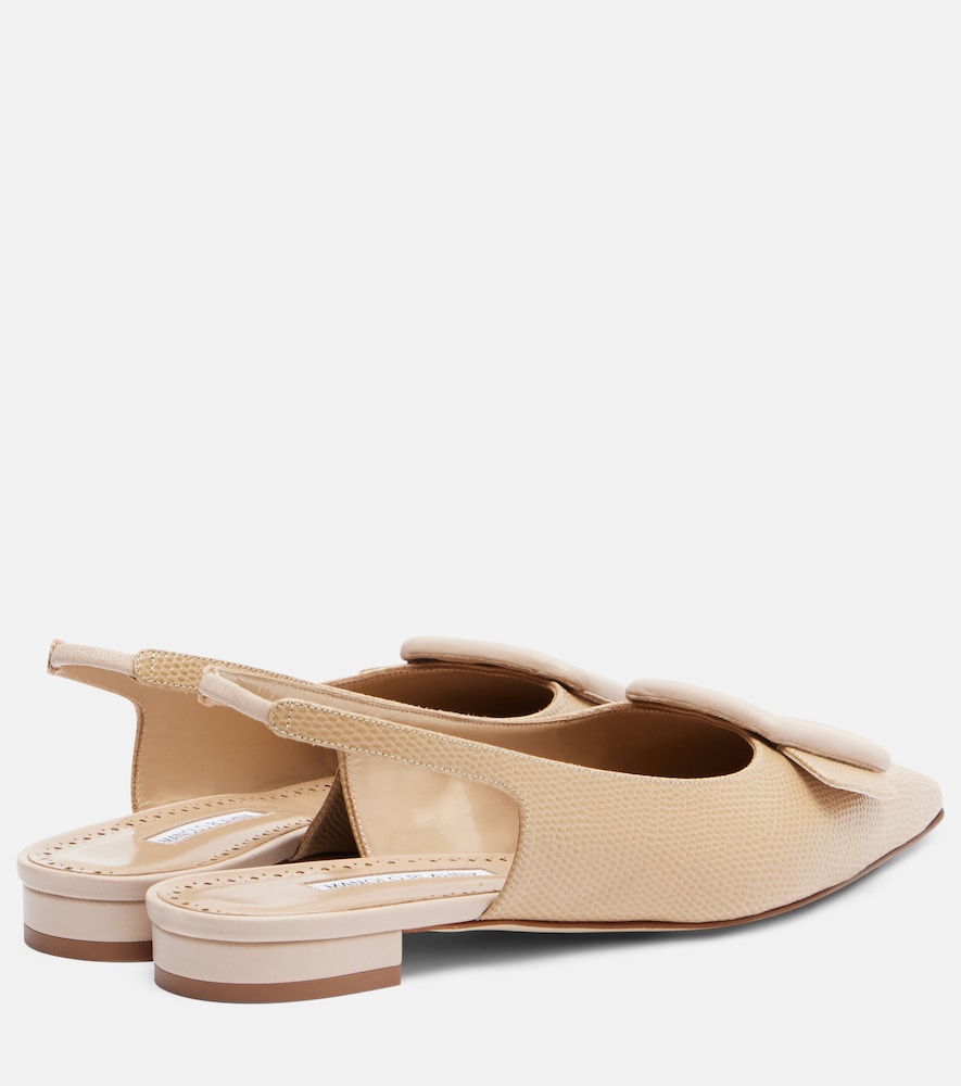  Manolo Blahnik Manolo Blahnik Bailarinas Destalonadas Maylura De Piel Grabada 