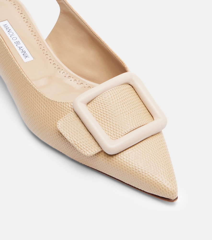  Manolo Blahnik Manolo Blahnik Bailarinas Destalonadas Maylura De Piel Grabada 