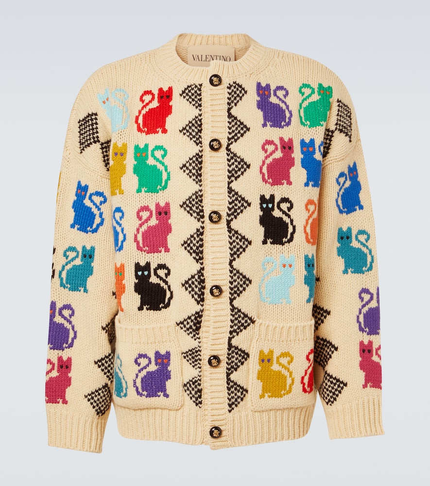 Valentino Jacquard virgin wool cardigan