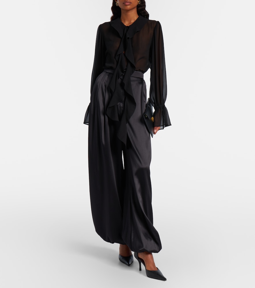 Nina Ricci Silk-blend satin wide-leg pants