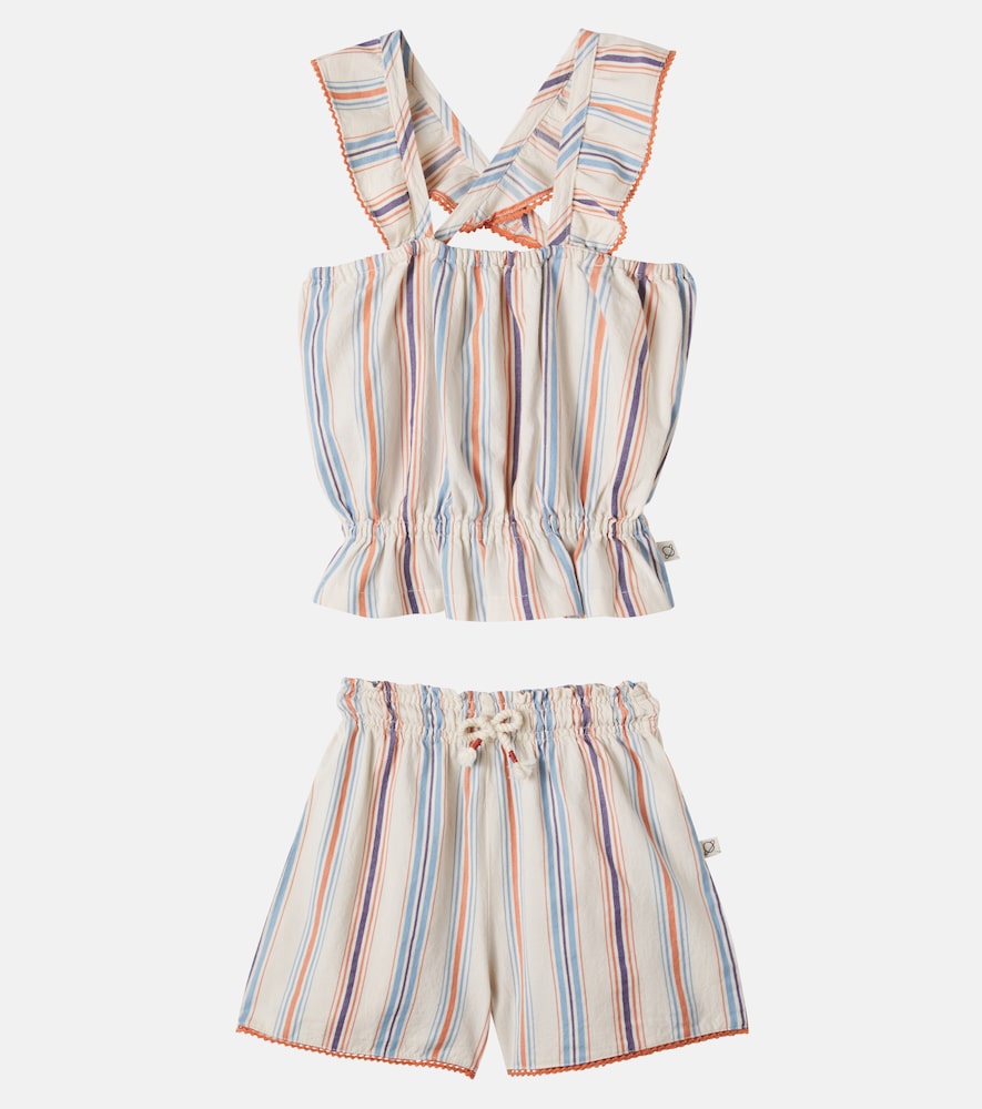  Cozmo Cozmo Ava Striped Cotton Top And Shorts Set 