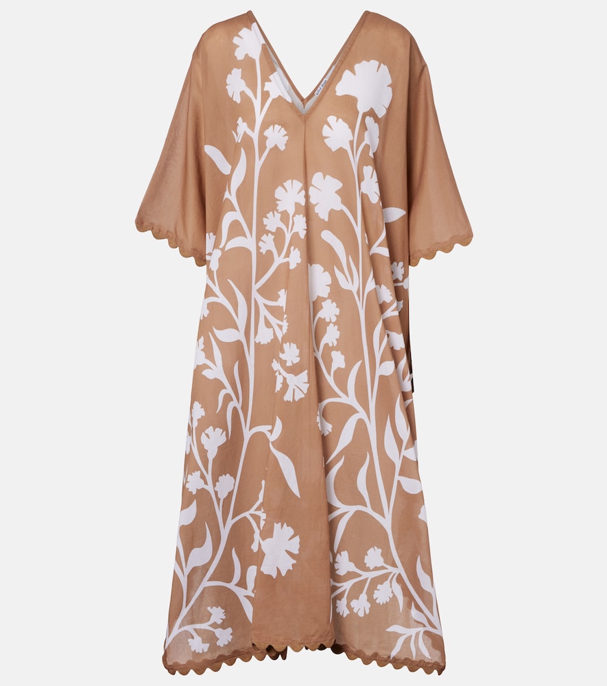 Juliet Dunn Floral scalloped cotton kaftan