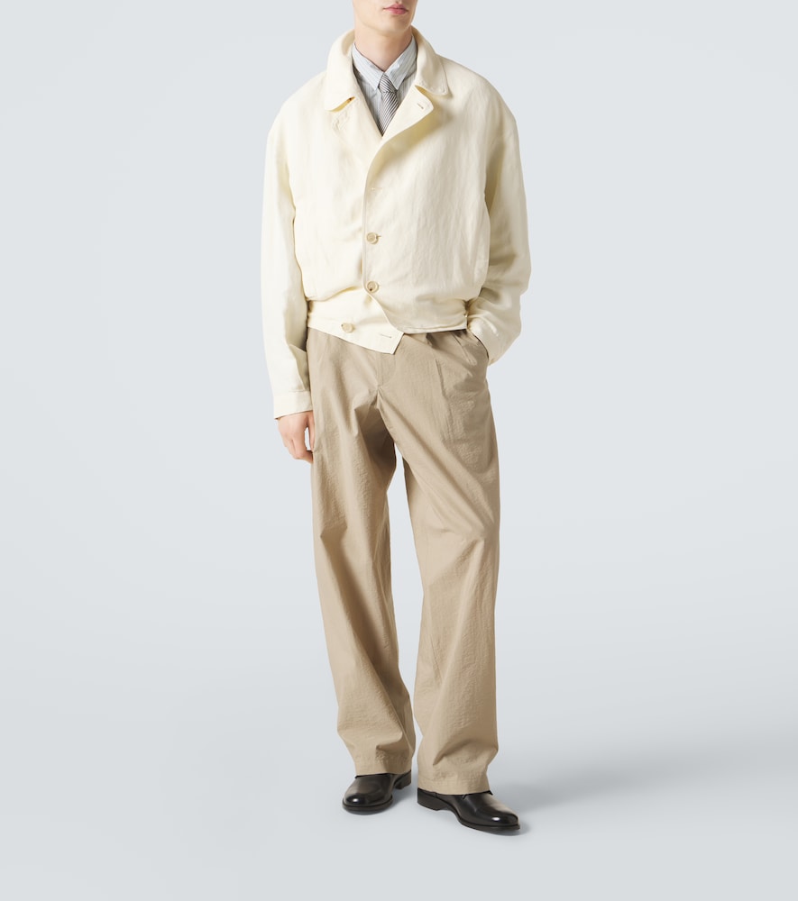 Archivio Pleated Cotton-Blend Straight Pants
