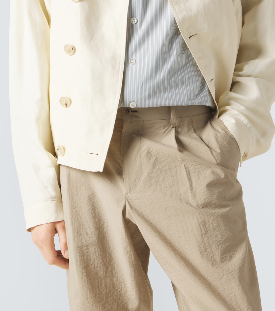 Archivio Pleated Cotton-Blend Straight Pants