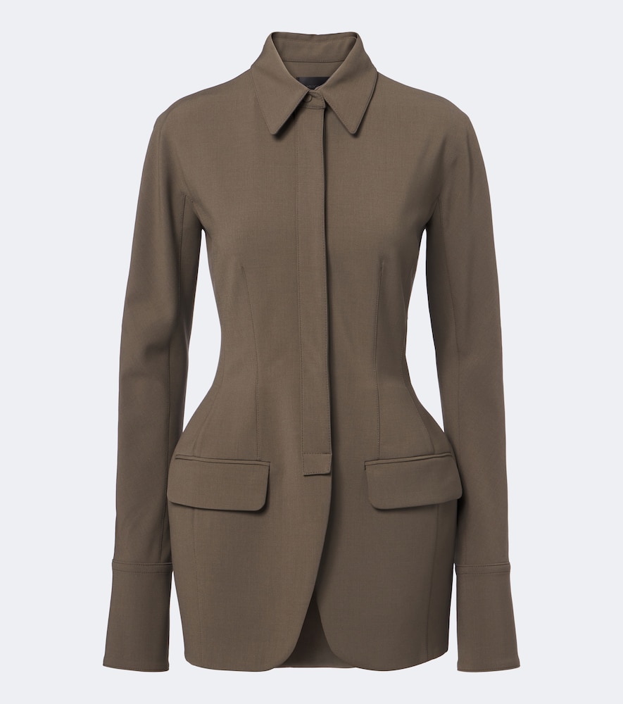 Mugler Wool-blend Jacket In Brown
