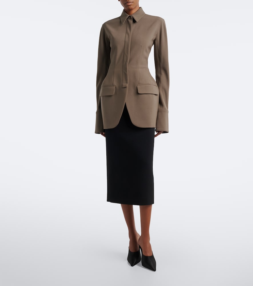 Mugler Wool-blend Jacket In Brown