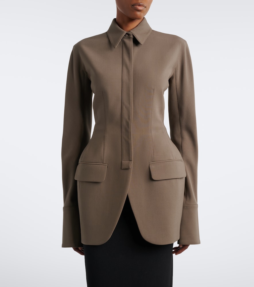 Mugler Wool-blend Jacket In Brown