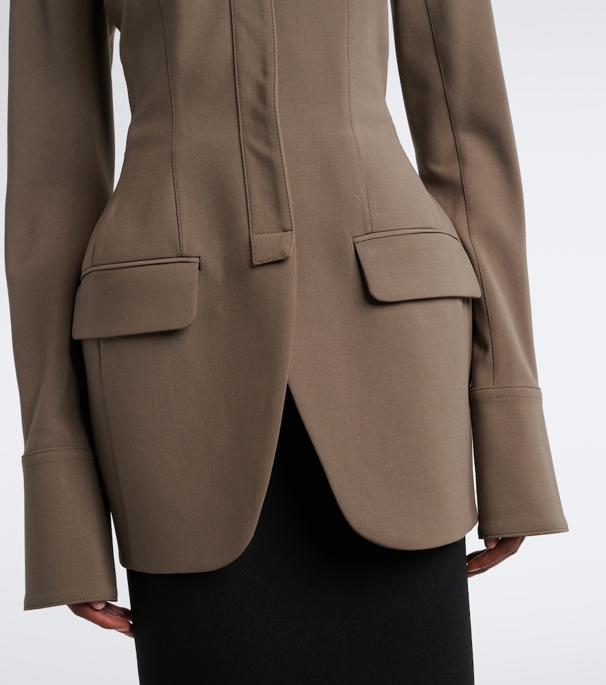Mugler Wool-blend Jacket In Brown