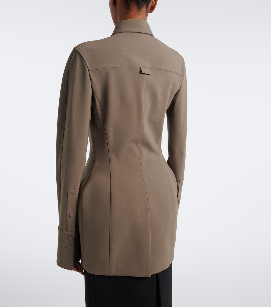 Mugler Wool-blend Jacket In Brown