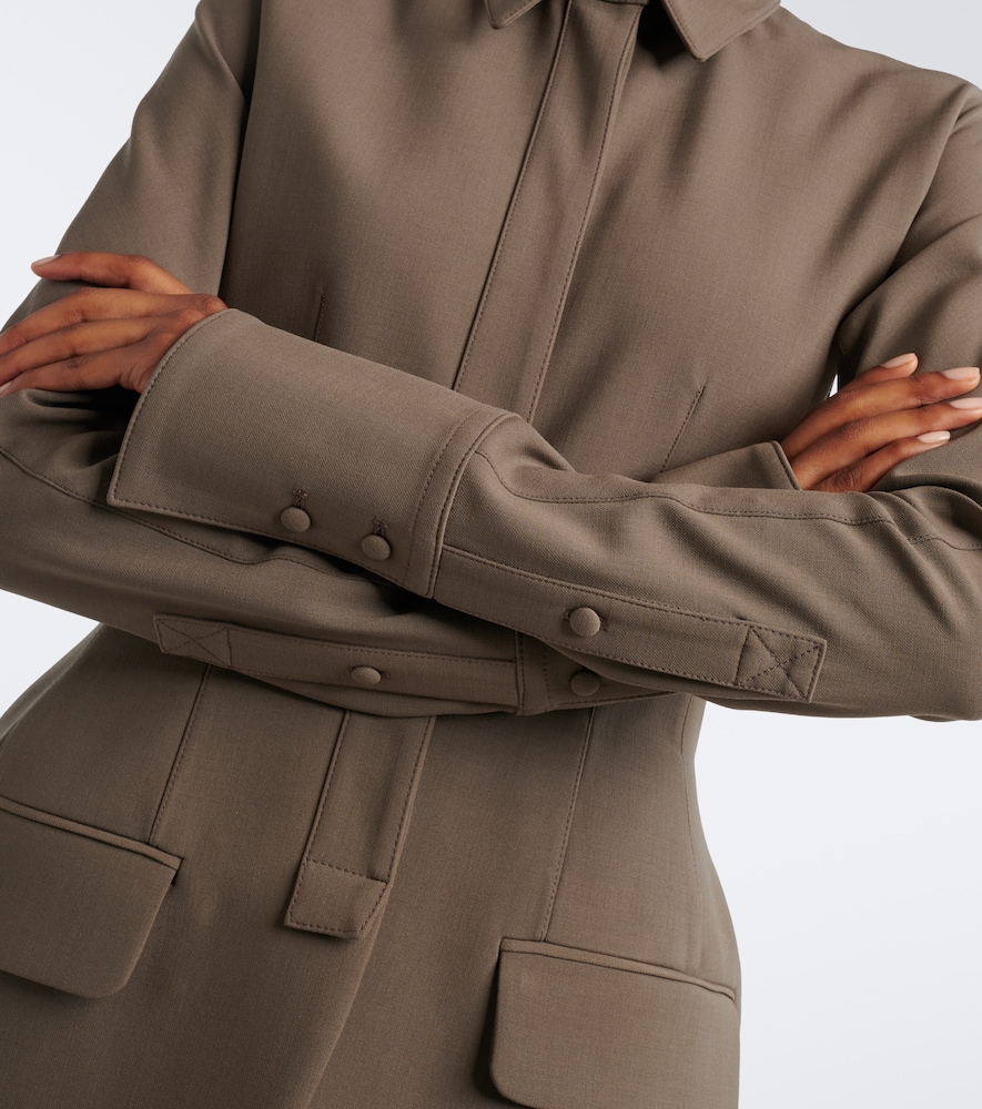 Mugler Wool-blend Jacket In Brown