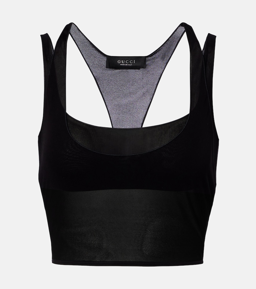 Top in jersey di crêpe semitrasparente