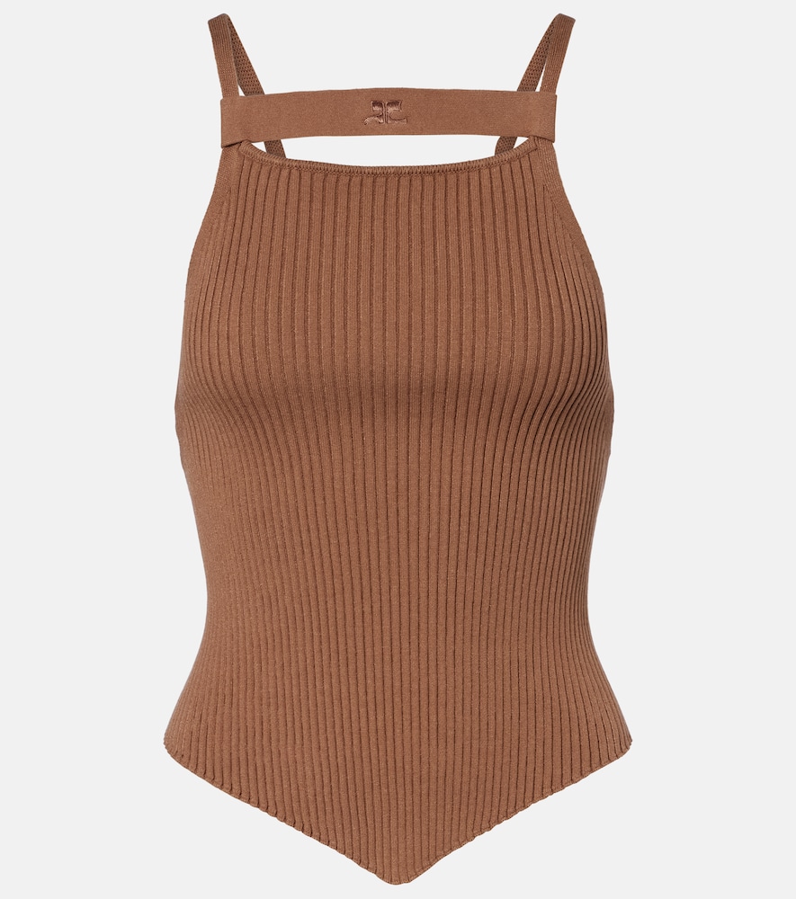 CourrÃ¨ges Tank top in maglia a coste
