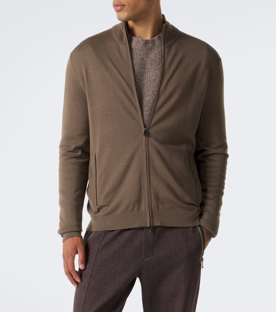 Oscar Virgin Wool Zip-Up Cardigan