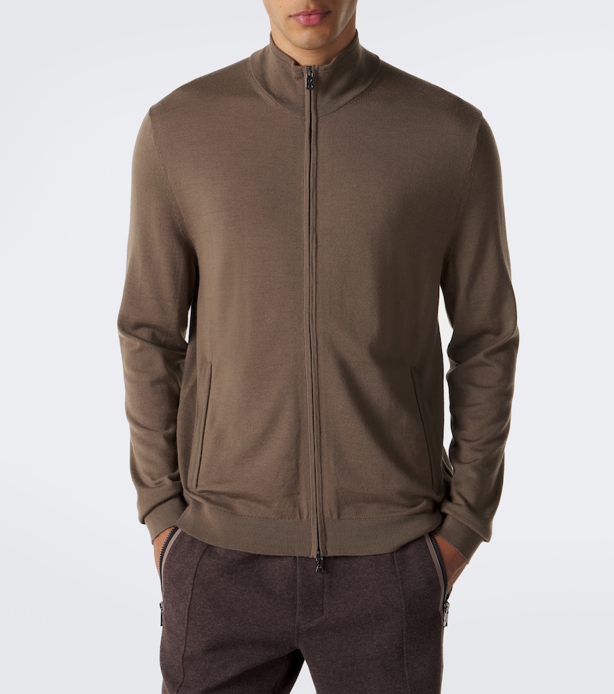 Oscar Virgin Wool Zip-Up Cardigan