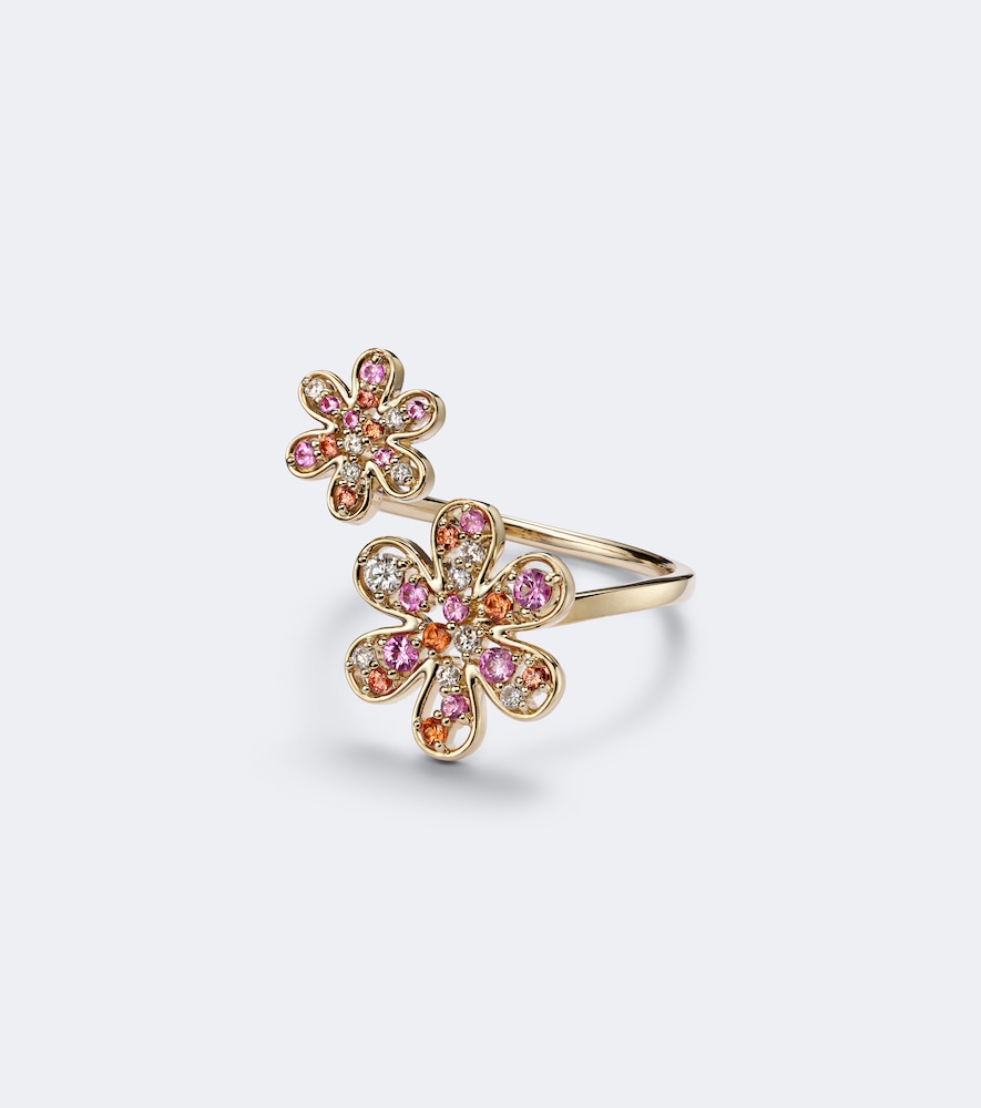 Ring aus 14kt Gelbgold mit Diamanten und Saphiren