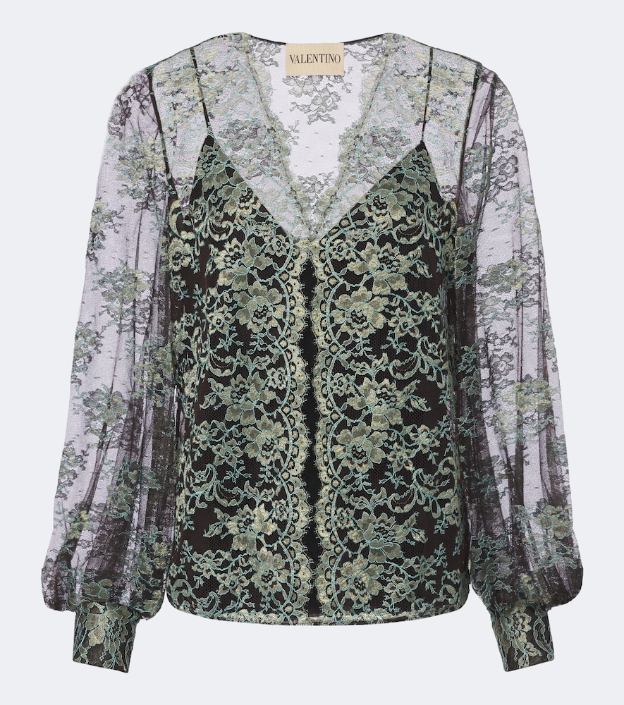 Bluse aus einem Seidengemisch mit Spitze