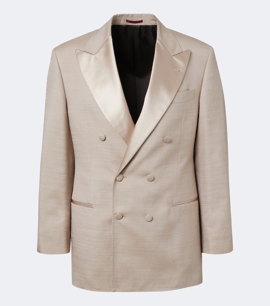 Zweireihiger Blazer aus Seide mit Satin