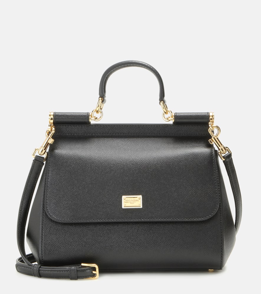 Dolce & Gabbana Sicily Medium Leather Shoulder Bag In Black